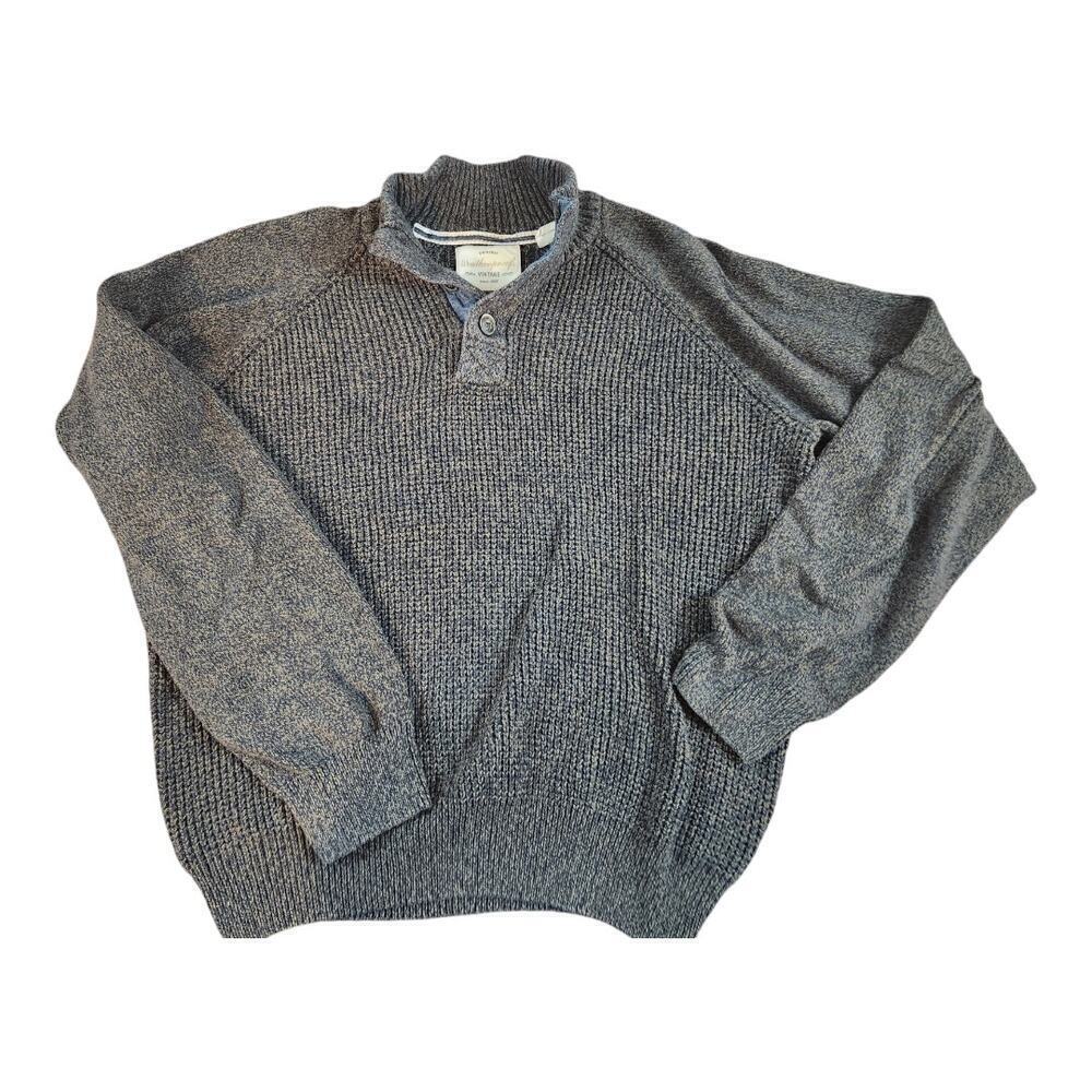 Weatherproof vintage mens XL pullover knit sweater 100% cotton blue